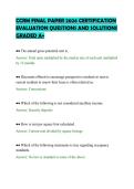CCRM FINAL PAPER 2026 CERTIFICATION&NewLine;EVALUATION QUESTIONS AND SOLUTIONS&NewLine;GRADED A&plus;