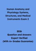 Human Anatomy and Physiology Systems&comma; Structures&comma; and Medical Instruments Exam Questions and Answers &vert; Study Guide & Practice Test PDF 2026