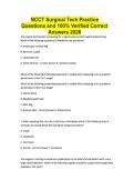 NCCT Surgical Tech Practice Questions and 100&percnt; Verified Correct Answers 2026