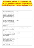 Accounting II Exam 2&colon; Chapter 17&comma; 18&comma;&NewLine;19&comma; 20&comma; 21 Questions and Answers with&NewLine;Verified Solutions &vert; Latest Updated 2026