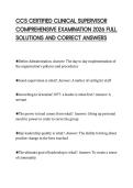 CCS CERTIFIED CLINICAL SUPERVISOR&NewLine;COMPREHENSIVE EXAMINATION 2026 FULL&NewLine;SOLUTIONS AND CORRECT ANSWERS