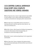 CCS CERTIFIED CLINICAL SUPERVISOR&NewLine;EXAM SCRIPT 2026 COMPLETE&NewLine;QUESTIONS AND VERIFIED ANSWERS