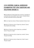 CCS CERTIFIED CLINICAL SUPERVISOR&NewLine;EXAMINATION TEST 2026 QUESTIONS AND&NewLine;SOLUTIONS GRADED A&plus;