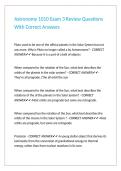 Astronomy 1010 Exam 3 Review Questions With Correct Answers