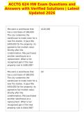 ACCTG 624 HW Exam Questions and&NewLine;Answers with Verified Solutions &vert; Latest&NewLine;Updated 2026