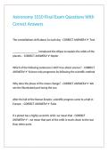 Astronomy 1010 Final Exam Questions With Correct Answers 