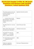 ACCTG 624 Chapter 2 FITB&comma; TF&comma; MC Exam&NewLine;Questions and Answers with Verified&NewLine;Solutions &vert; Latest Updated 2026
