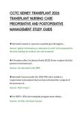 CCTC KIDNEY TRANSPLANT 2026&NewLine;TRANSPLANT NURSING CARE&NewLine;PREOPERATIVE AND POSTOPERATIVE&NewLine;MANAGEMENT STUDY GUIDE