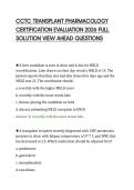 CCTC TRANSPLANT PHARMACOLOGY&NewLine;CERTIFICATION EVALUATION 2026 FULL&NewLine;SOLUTION VIEW AHEAD QUESTIONS