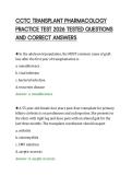 CCTC TRANSPLANT PHARMACOLOGY&NewLine;PRACTICE TEST 2026 TESTED QUESTIONS&NewLine;AND CORRECT ANSWERS