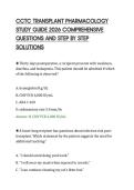 CCTC TRANSPLANT PHARMACOLOGY&NewLine;STUDY GUIDE 2026 COMPREHENSIVE&NewLine;QUESTIONS AND STEP BY STEP&NewLine;SOLUTIONS