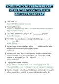 CDA PRACTICE TEST ACTUAL EXAM&NewLine;PAPER 2026 QUESTIONS WITH&NewLine;ANSWERS GRADED A&plus;