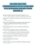 CDA PRACTICE TEST&NewLine;COMPREHENSIVE STUDY GUIDE 2026&NewLine;FULL QUESTIONS AND SOLUTIONS&NewLine;GRADED A&plus;