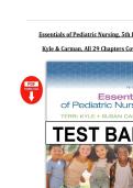 TEST BANK FOR Essentials of Pediatric Nursing Fifth&comma; North American Edition by TERRI KYLE&comma; SUSAN CARMAN &lpar;Author&rpar; ISBN&colon; 9781975236168 COMPLETE GUIDE 100 &percnt; VERIFIED A&plus; GRADE ASSURED &excl;&excl;&excl; LATEST UPDATE &excl;&excl;&excl;&excl;