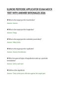ILLINOIS PESTICIDE APPLICATOR EXAM MOCK&NewLine;TEST WITH ANSWER RATIONALES 2026&NewLine;