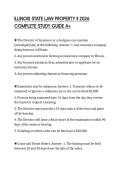 ILLINOIS STATE LAW PROPERTY II 2026&NewLine;COMPLETE STUDY GUIDE A&plus;