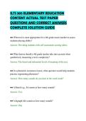 ILTS 305 ELEMENTARY EDUCATION&NewLine;CONTENT ACTUAL TEST PAPER&NewLine;QUESTIONS AND CORRECT ANSWERS&NewLine;COMPLETE SOLUTION GUIDE