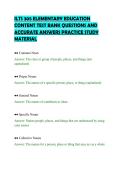 ILTS 305 ELEMENTARY EDUCATION&NewLine;CONTENT TEST BANK QUESTIONS AND&NewLine;ACCURATE ANSWERS PRACTICE STUDY&NewLine;MATERIAL&NewLine;