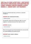 USPS Exam 421 EXAM &lpar;LATEST 2026&rpar; &vert;&vert; MOST RECENT &NewLine;EXAM ACTUAL COMPLETE REAL EXAM QUESTIONS AND &NewLine;CORRECT ANSWERS &lpar;VERIFIED ANSWERS&rpar; ALREADY &NewLine;GRADED A&plus; &vert; NEWEST EXAM &vert; JUST RELEASED&excl;&excl;&excl;