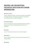 INDUSTRIAL AND ORGANIZATIONAL&NewLine;PSYCHOLOGY MOCK EXAM WITH ANSWER&NewLine;RATIONALES 2026