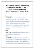FBLA Exploring Computer Science EXAM &NewLine;STUDY GUIDE WITH ACCURATE &NewLine;QUESTIONS AND DETAILED &NewLine;SOLUTIONS &vert; SURE TO PASS 100&percnt;