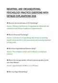 INDUSTRIAL AND ORGANIZATIONAL&NewLine;PSYCHOLOGY PRACTICE QUESTIONS WITH&NewLine;DETAILED EXPLANATIONS 2026&NewLine;