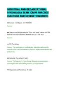 INDUSTRIAL AND ORGANIZATIONAL&NewLine;PSYCHOLOGY EXAM SCRIPT PRACTICE&NewLine;QUESTIONS AND CORRECT SOLUTIONS&NewLine;