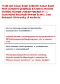 Tf-cbt cert Actual Exam &vert;&vert;Recent Actual Exam &NewLine;With Complete Questions & Correct Answers &NewLine;Verified AnswersAlready Graded A&plus; &vert;&vert; &NewLine;Guaranteed Success&excl;&excl; Newest Exam&vert;&vert; Just &NewLine;Released University of Kentucky 