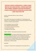 CERTIFIED CLINICAL SUPERVISOR &lpar;D&period;J&period; POWELL&rpar; EXAM &NewLine;PRACTICE TEST &lpar;2026 EDITION&rpar; &vert; VERIFIED QUESTIONS &NewLine;WITH CORRECT ANSWERS & DETAILED RATIONALES &vert; &NewLine;CLINICAL SUPERVISION & COUNSELING SUCCESS GUIDE &NewLine;&vert; HIGH-YIELD STUDY PDF