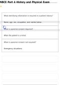 NBCE Part 4 History And Physical Exam Questions And Answers With Verified Solutions And Study Guide