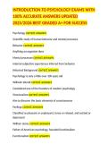 INTRODUCTION TO PSYCHOLOGY EXAMS WITH 100&percnt; ACCURATE ANSWERS UPDATED 2025&sol;2026 BEST GRADED A&plus; FOR SUCCESS