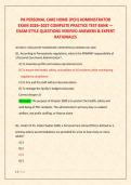 PA PERSONAL CARE HOME &lpar;PCH&rpar; ADMINISTRATOR EXAM 2026&ndash;2027 COMPLETE PRACTICE TEST BANK &mdash; EXAM-STYLE QUESTIONS VERIFIED ANSWERS & EXPERT RATIONALES&NewLine;&NewLine;