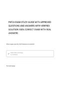 PHTLS EXAM STUDY GUIDE WITH CORRECT QUESTIONS AND ANSWERS & VERIFIED SOLUTIONS