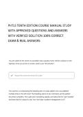 PHTLS TENTH EDITION COURSE MANUAL STUDY WITH CORRECT QUESTIONS AND ANSWERS & VERIFIED SOLUTIONS&NewLine;&NewLine;