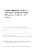 PHTLS PRE AND POST TEST WITH CORRECT QUESTIONS AND ANSWERS & VERIFIED SOLUTIONS