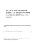 PHTLS STUDY GUIDE TEST WITH CORRECT QUESTIONS AND ANSWERS & VERIFIED SOLUTIONS