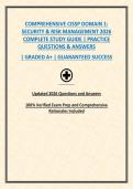 COMPREHENSIVE CISSP DOMAIN 1&colon; SECURITY & RISK MANAGEMENT 2026 COMPLETE STUDY GUIDE &vert; PRACTICE QUESTIONS & ANSWERS