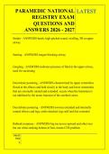 PARAMEDIC NATIONAL &NewLine;REGISTRY EXAM &NewLine;QUESTIONS AND &NewLine;ANSWERS 2026 - 2027
