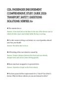 CDL PASSENGER ENDORSEMENT&NewLine;COMPREHENSIVE STUDY GUIDE 2026&NewLine;TRANSPORT SAFETY QUESTIONS&NewLine;SOLUTIONS VERIFIED A&plus;