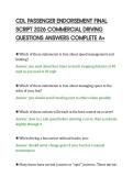 CDL PASSENGER ENDORSEMENT FINAL&NewLine;SCRIPT 2026 COMMERCIAL DRIVING&NewLine;QUESTIONS ANSWERS COMPLETE A&plus;