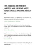 CDL PASSENGER ENDORSEMENT&NewLine;QUESTION BANK 2026 ROAD SAFETY&NewLine;REVIEW MATERIAL SOLUTIONS UPDATED&NewLine;A&plus;&NewLine;