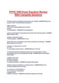 PHYS 1002 Exam Equation Review With Complete Solutions