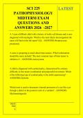SCI 225 &NewLine;PATHOPHYSIOLOGY &NewLine;MIDTERM EXAM &NewLine;QUESTIONS AND &NewLine;ANSWERS 2026  -2027 