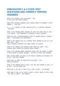 FIREFIGHTER 1 & 2 STATE TEST QUESTIONS AND CORRECT VERIFIED ANSWERS