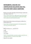 INSTRUMENTAL ANALYSIS ACS&NewLine;CERTIFICATION EVALUATION 2026 FULL&NewLine;SOLUTION VIEW AHEAD QUESTIONS