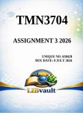 TMN3704 Assignment 3 &lpar;COMPLETE ANSWERS&rpar; 2026 &lpar;638428&rpar; - Due 8 July 2026