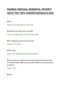 INSURING PERSONAL RESIDENTIAL PROPERTY&NewLine;MOCK TEST WITH ANSWER RATIONALES 2026