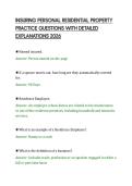 INSURING PERSONAL RESIDENTIAL PROPERTY&NewLine;PRACTICE QUESTIONS WITH DETAILED&NewLine;EXPLANATIONS 2026&NewLine;