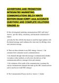 ADVERTISING AND PROMOTION&NewLine;INTEGRATED MARKETING&NewLine;COMMUNICATIONS BELCH NINTH&NewLine;EDITION EXAM SCRIPT 2026 ACCURATE&NewLine;QUESTIONS AND COMPLETE SOLUTIONS&NewLine;GRADED A&plus;