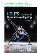 Test Bank Complete&lowbar; Hole's Essentials of Human Anatomy and Physiology 15th Edition By Charles Welsh & Cynthia Prentice-Craver All Chapter 1-20&vert; Newest